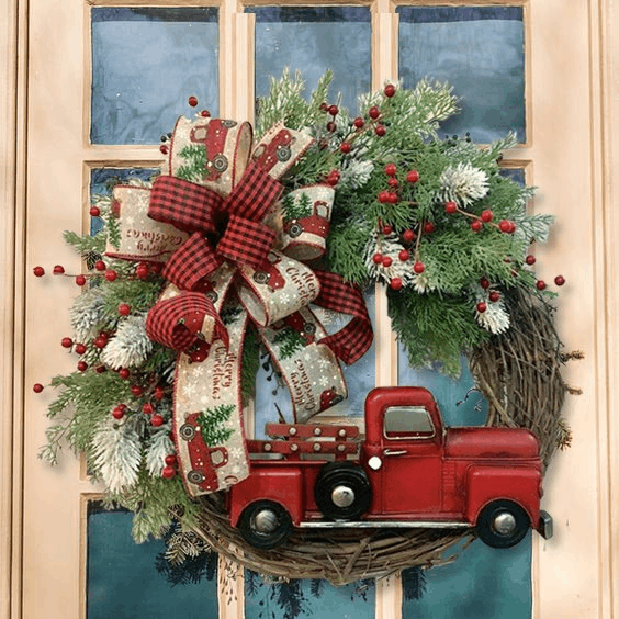 【Christmas best seller🎄】💥50% Off💥Red Truck Christmas Wreath