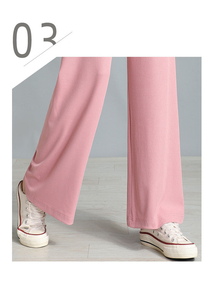 2024 New Design Drawstring Ice Silk Wide-Leg Lounge Pants