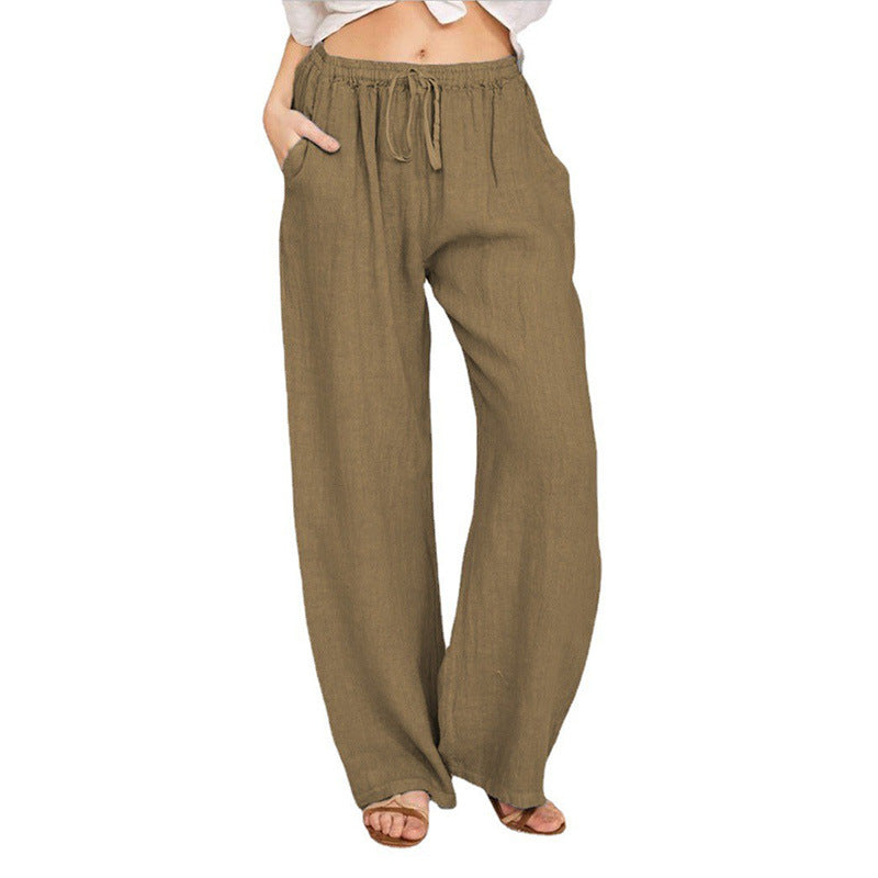 2024 new style loose cotton and linen casual trousers for women