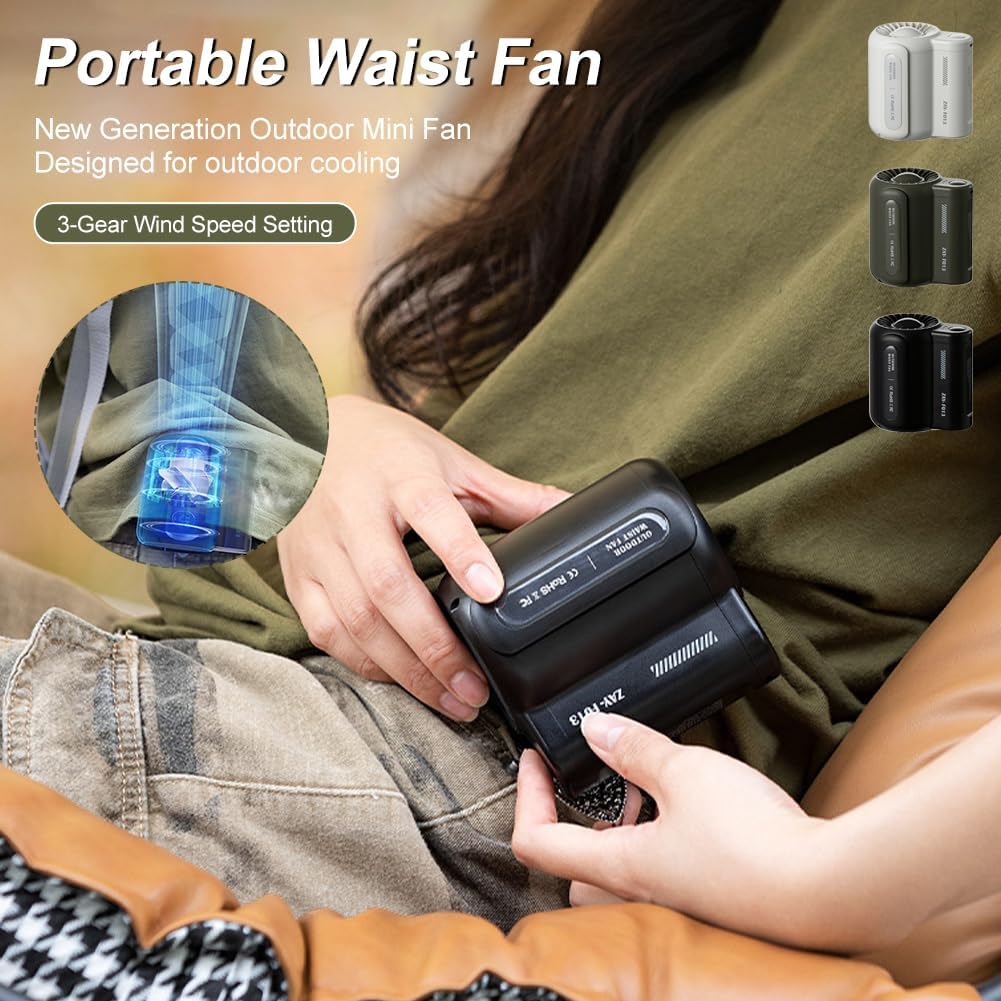 Rechargeable Mini Waist Fan with Clip