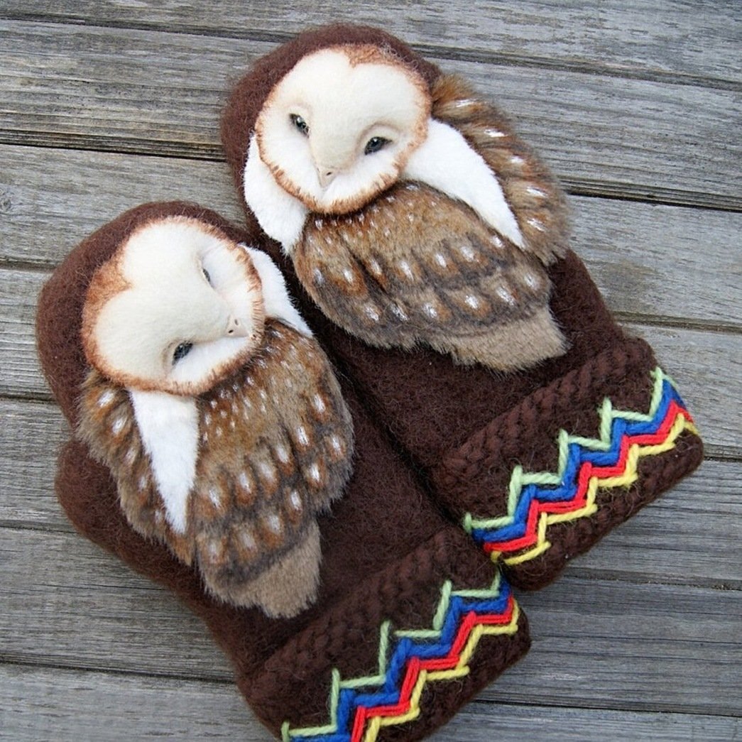 🔥Last day limited time offer 50% OFF🔥Hand Knitted Wool Nordic Mittens with Owls